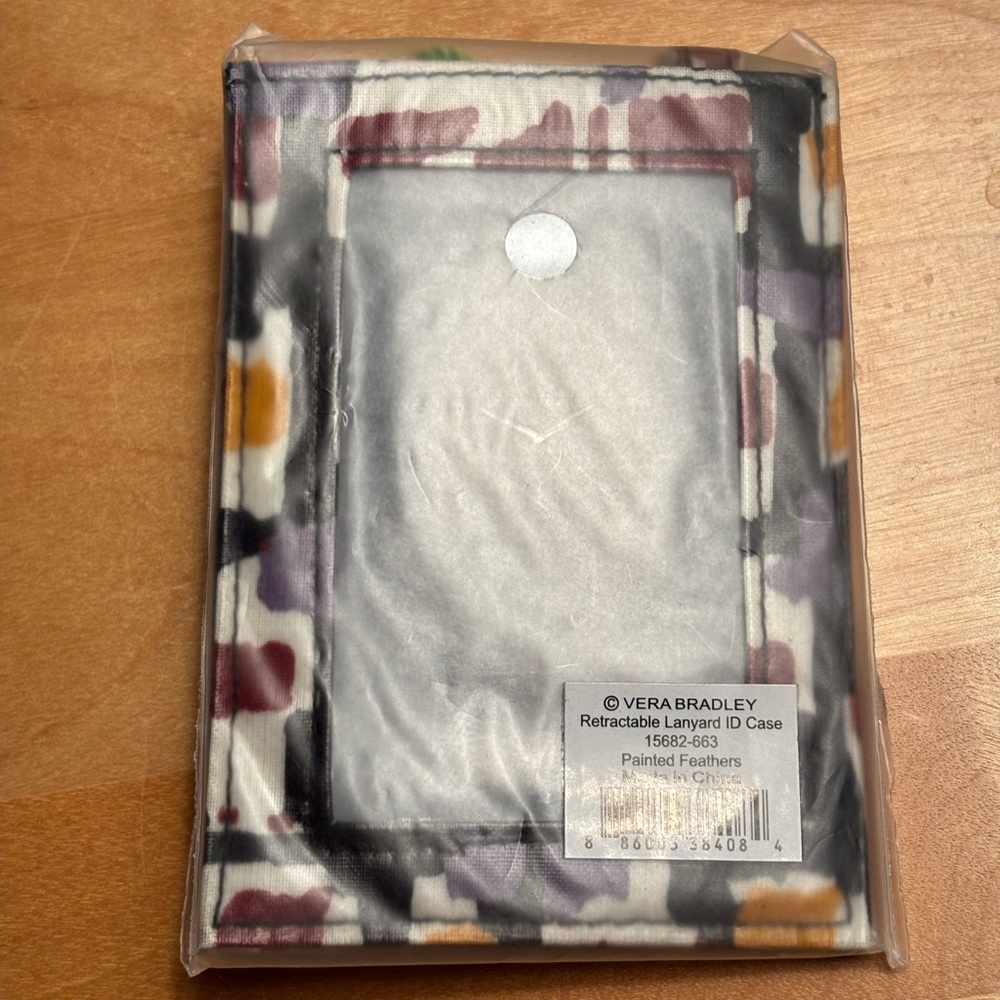 Vera Bradley Painted Feathers Retractable ID Case/Holder